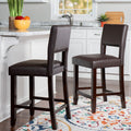 Linon Zeta Stationary Counter Stool Dark Brown Pvc