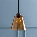 Lionel Amber Glass 1 Light Hanging Pendant 8.75 H X 7.875 W X 7.875 D