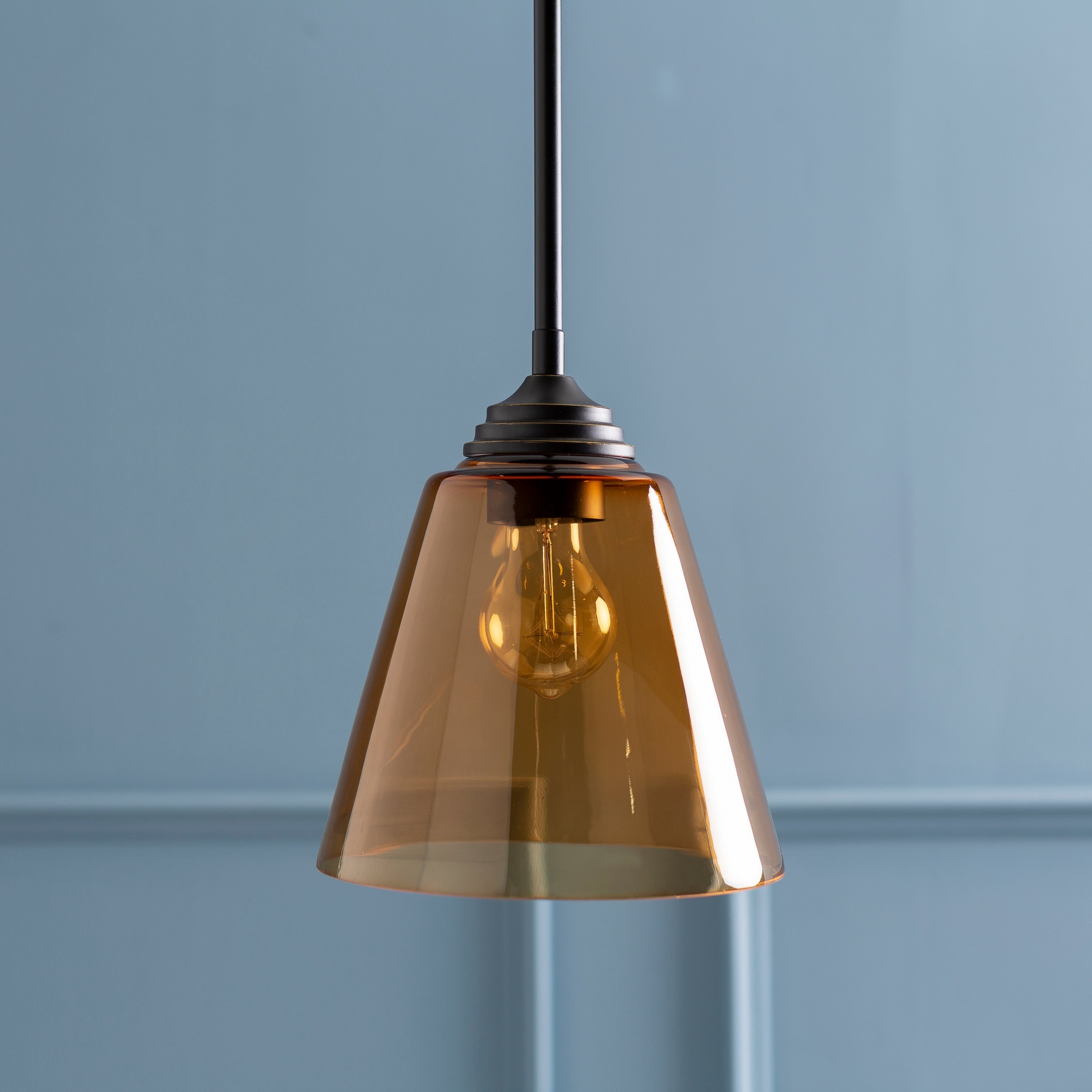 Lionel Amber Glass 1 Light Hanging Pendant 8.75 H X 7.875 W X 7.875 D