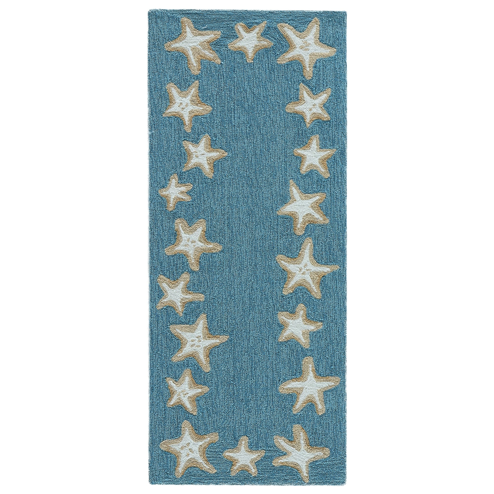 Liora Manne Capri Starfish Border Indoor Outdoor Rug Aqua 24 X36