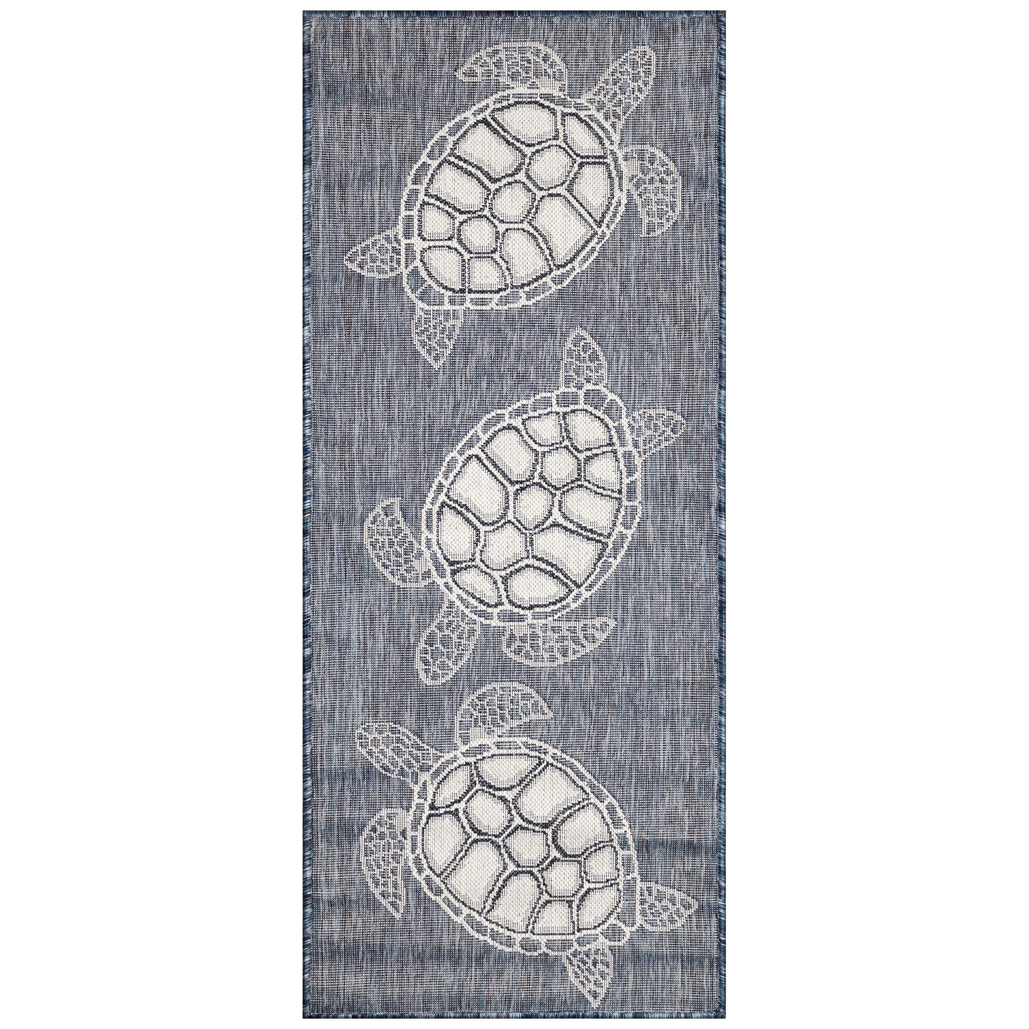 Liora Manne Coastal Seaturtles Indoor Outdoor Rug Navy