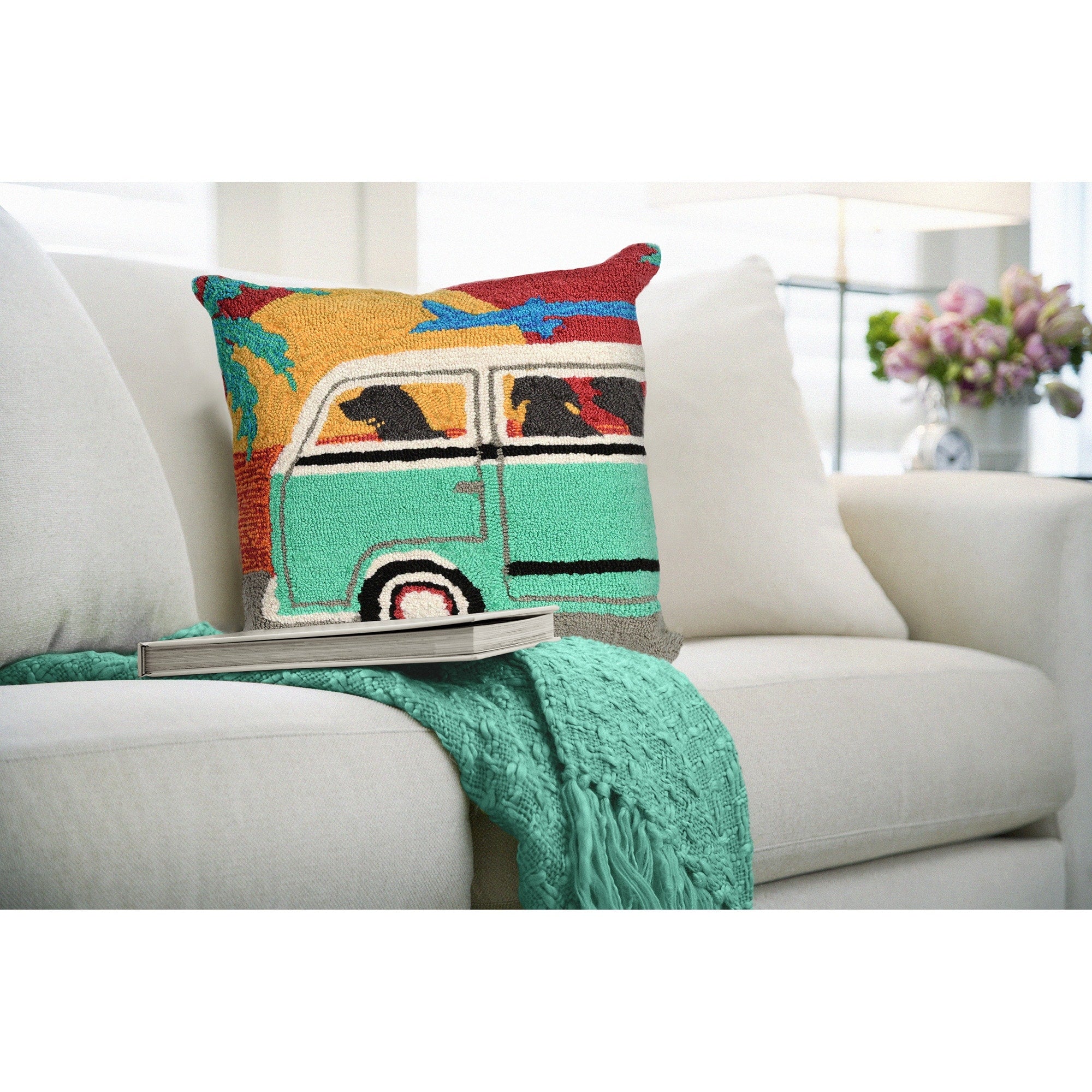 Liora Manne Frontporch Beach Trip Indoor Outdoor Pillow Sunset 18 Square