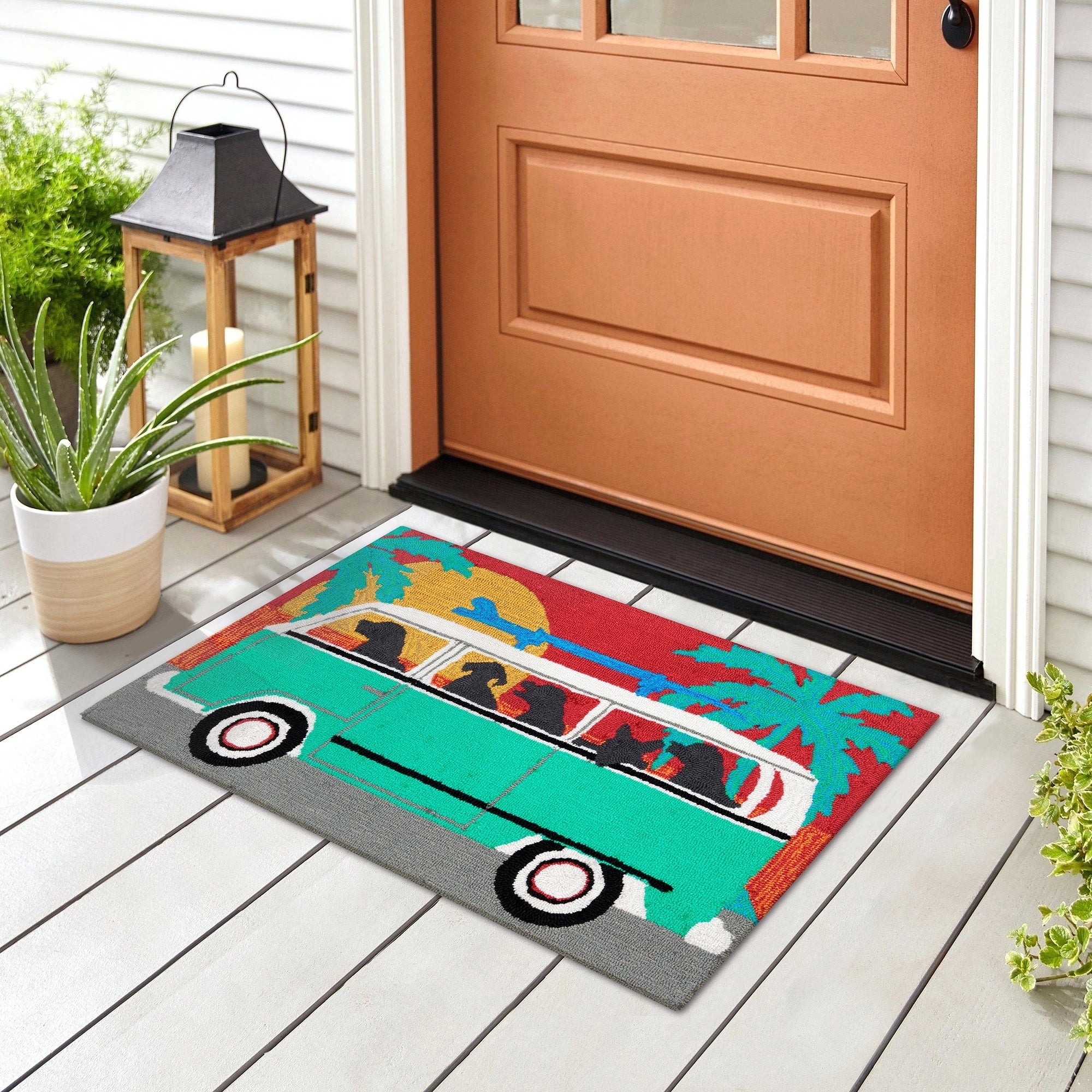 Liora Manne Frontporch Beach Trip Indoor Outdoor Rug Turquoise 24 X36