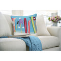 Liora Manne Frontporch Gone Skiing Indoor Outdoor Pillow Blue 18 Square