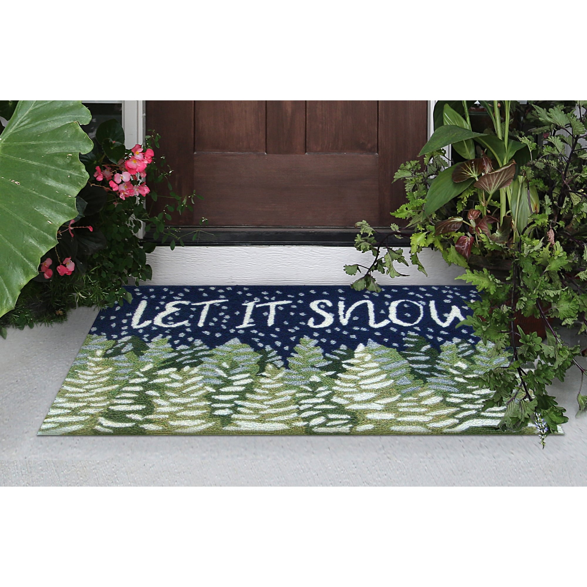 Liora Manne Frontporch Let It Snow Indoor Outdoor Rug Midnight.