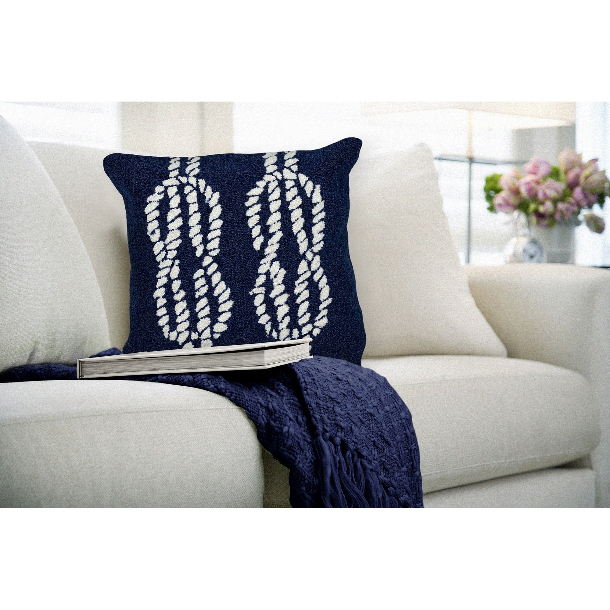 Liora Manne Frontporch Ropes Indoor Outdoor Pillow Navy 18 Square