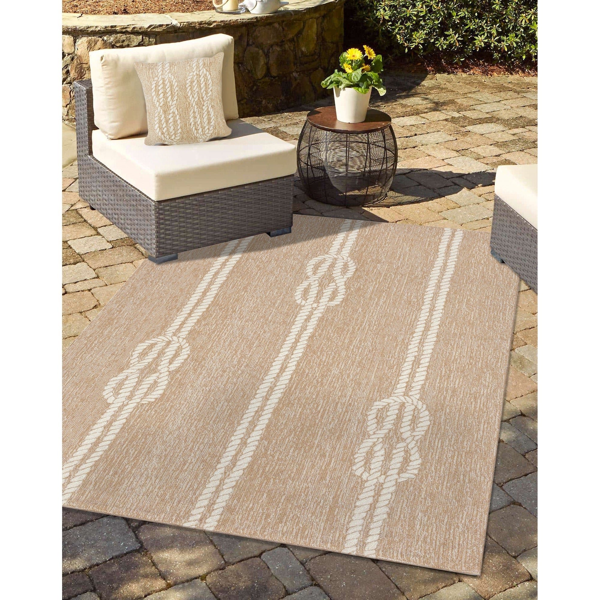 Liora Manne Frontporch Ropes Indoor Outdoor Pillow Neutral 18 Square
