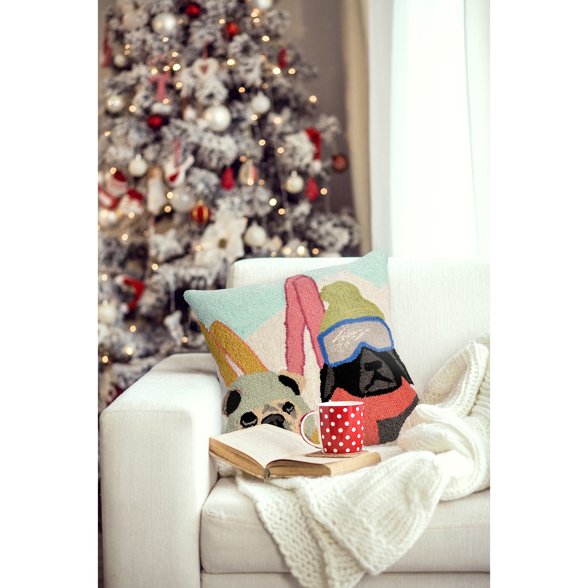 Liora Manne Frontporch Ski Patrol Indoor Outdoor Pillow Multi 18 Square