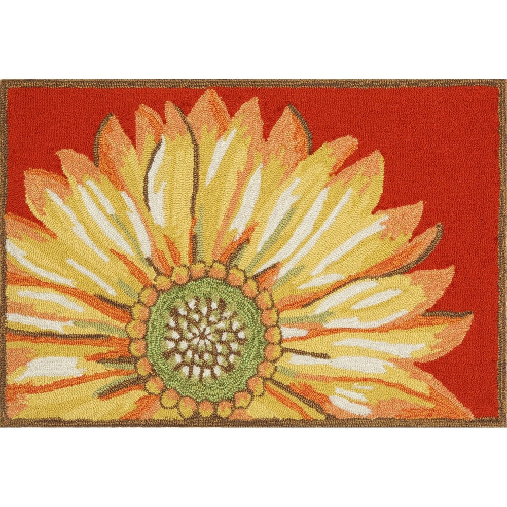 Liora Manne Frontporch Sunflower Indoor Outdoor Rug Red 30 X48