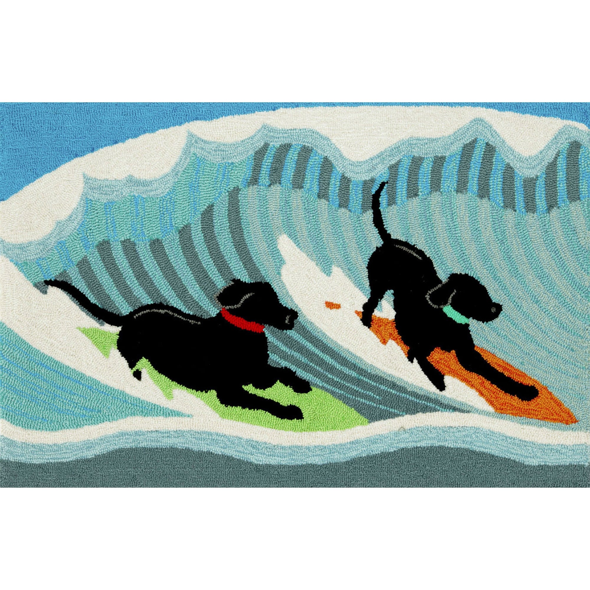 Liora Manne Frontporch Surfing Dogs Indoor Outdoor Rug Ocean 24 X36