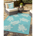 Liora Manne Frontporch Turtle Indoor Outdoor Pillow Aqua 18 Square