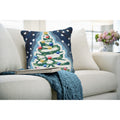 Liora Manne Frontporch Xmas Tree Indoor Outdoor Pillow Midnight 18 Square