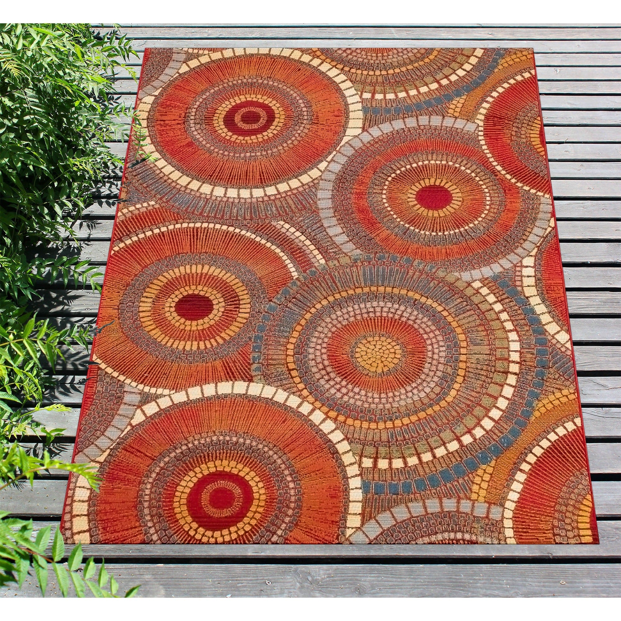 Liora Manne Circles Indoor Outdoor Rug Saffron