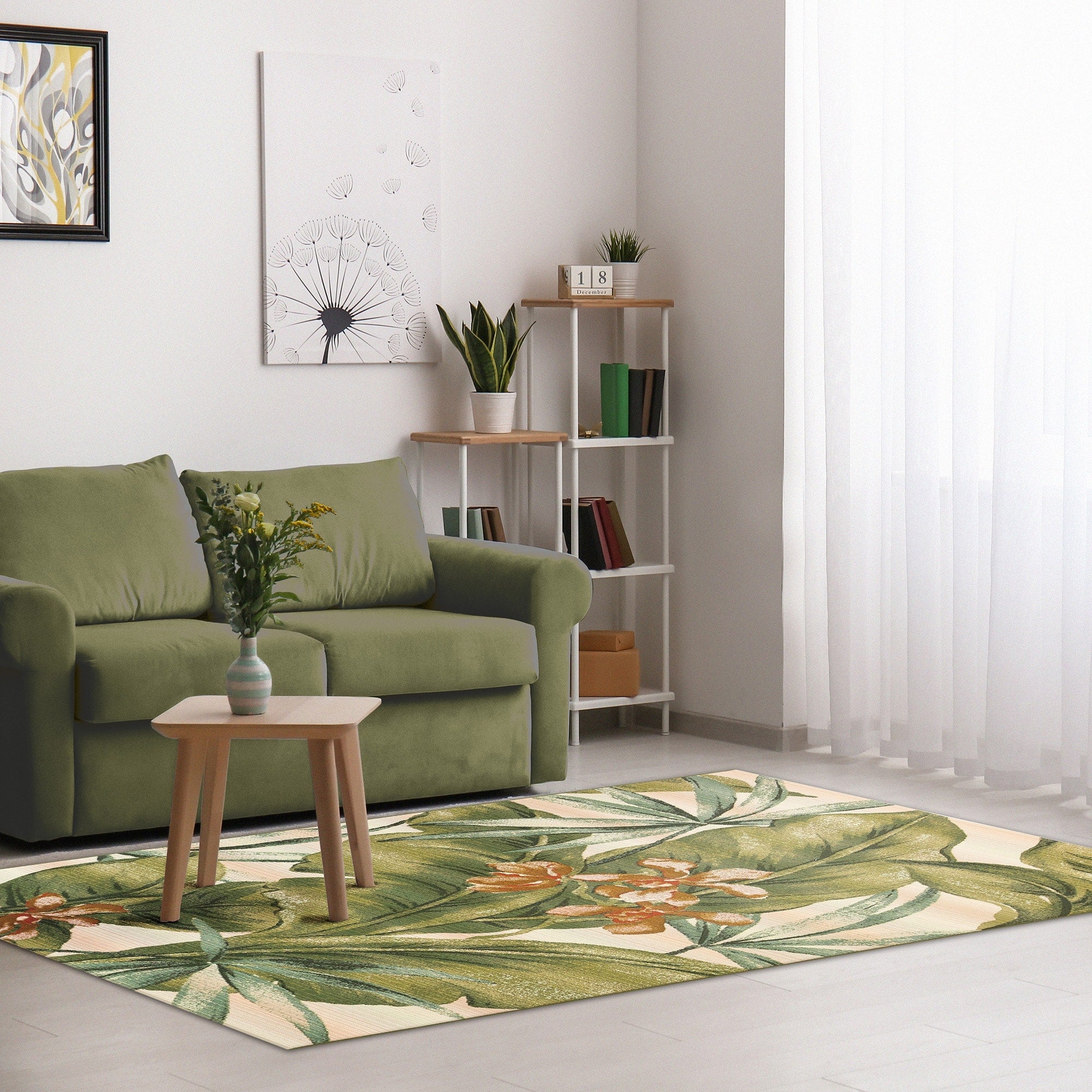 Liora Manne Marina Tropical Leaf Indoor Outdoor Rug Cream 810 X119