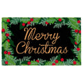 Liora Manne Natura Merry Christmas Holly Outdoor Mat Black 18 X30
