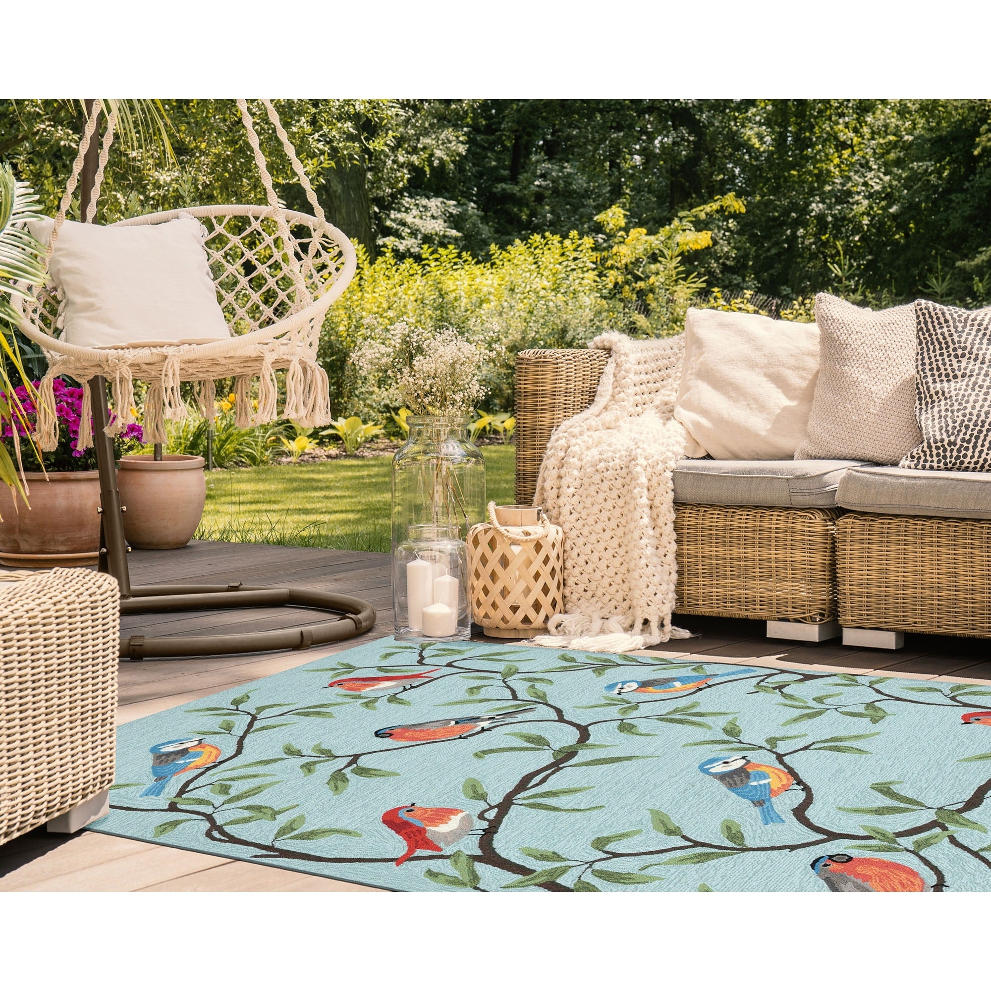 Liora Manne Summer Birds Outdoor Rug 36 X 56 36 X 56