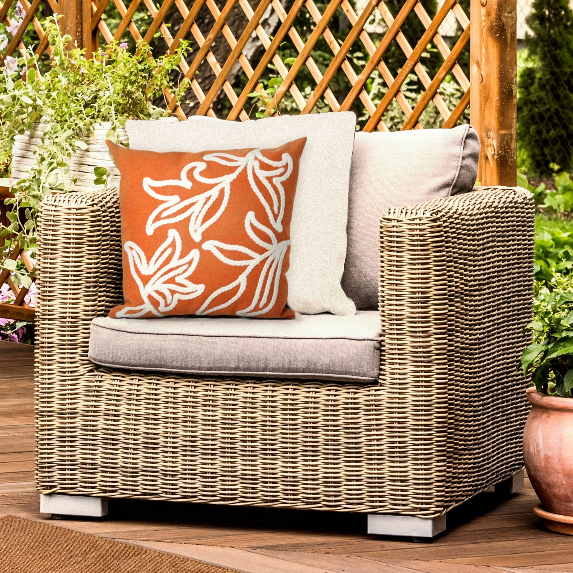 Liora Manne Visions I Windsor Indoor Outdoor Pillow Orange 20 Square