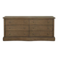 Lioren Dresser Solid Oak 6 Drawers Curved Front Brass Handles Warm Brown