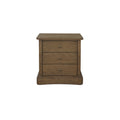 Lioren Nightstand Solid Oak Soft Curved Front Three Drawers Brass Handles Warm Brown