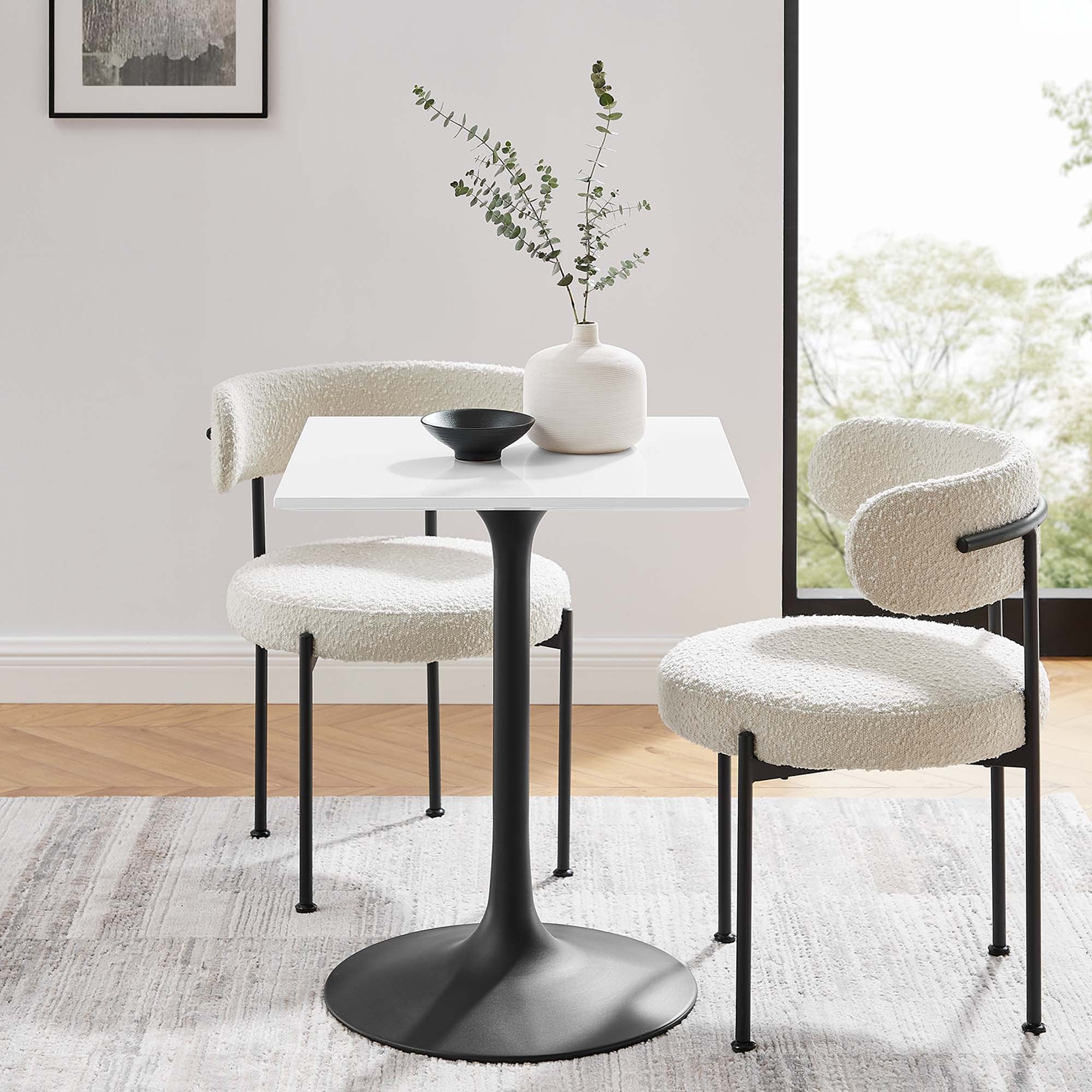 Lippa 24 Square Dining Table Black White N A