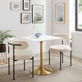 Lippa 28 Square Dining Table Gold White