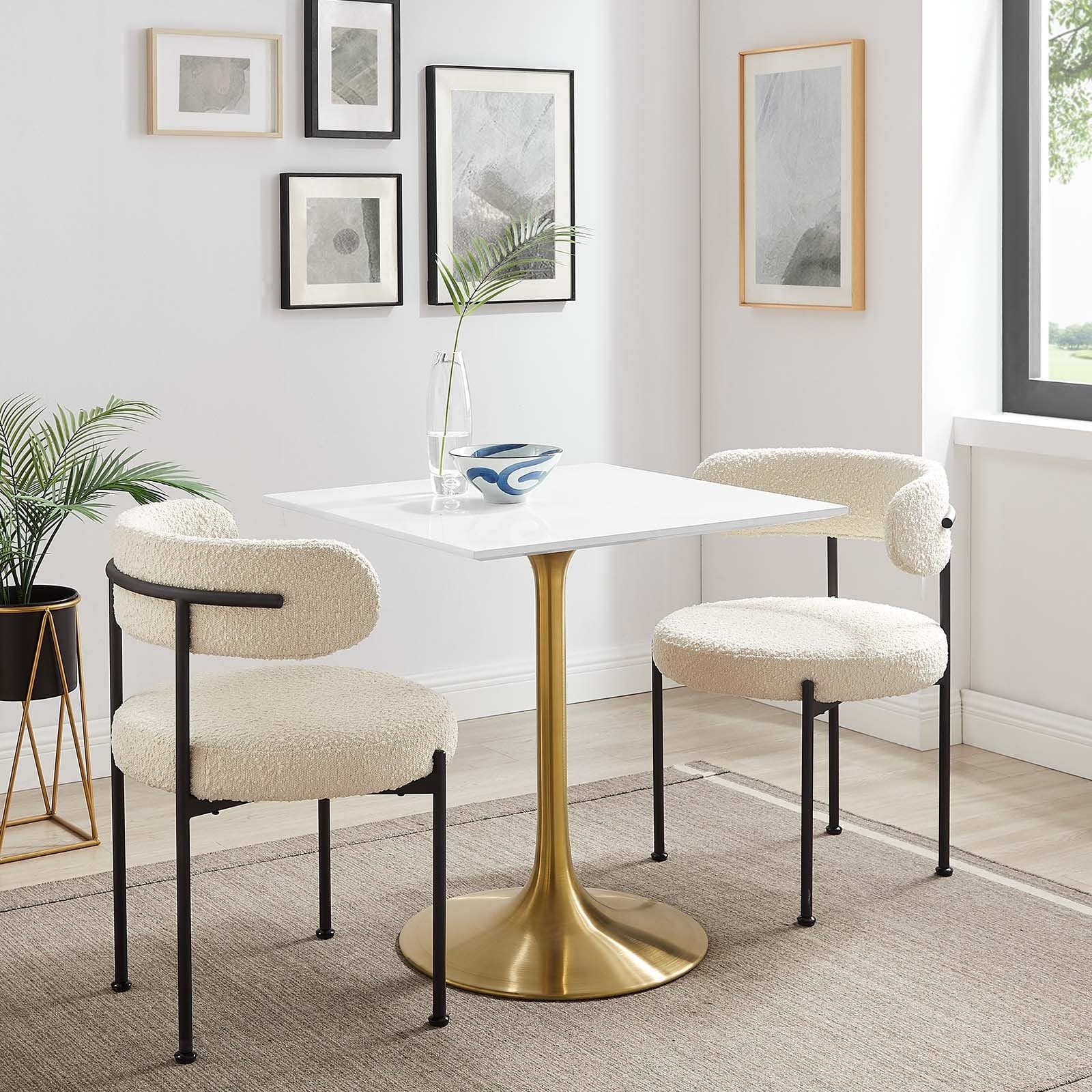 Lippa 28 Square Dining Table Gold White