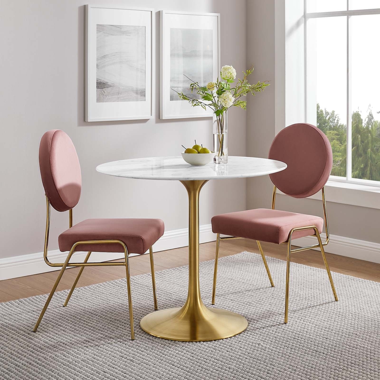 Lippa 36 Round Dining Table Gold White
