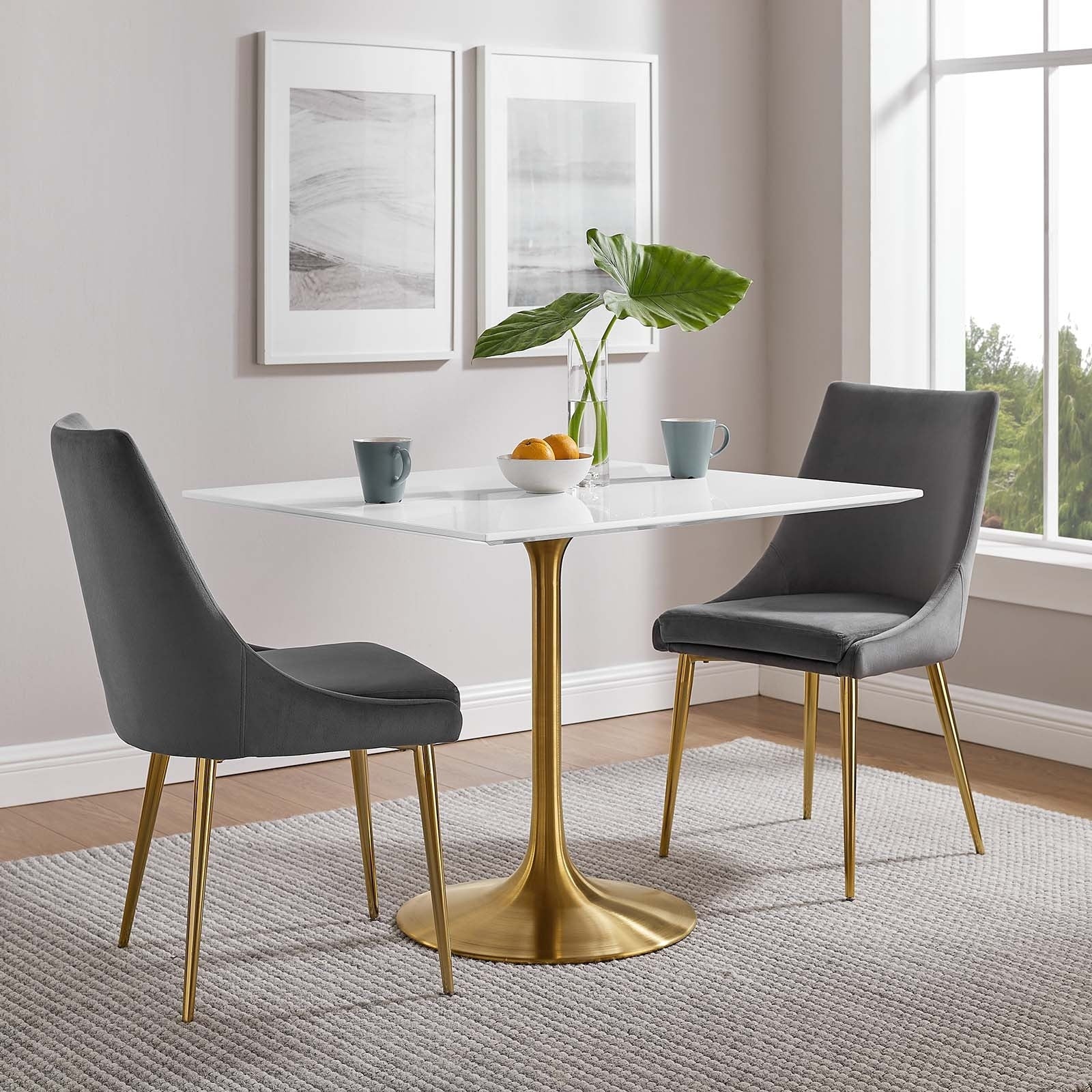 Lippa 36 Square Dining Table Gold White