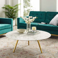 Lippa 40 Round Artificial Marble Coffee Table With Tripod Base
