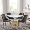 Lippa 47 Round Dining Table Gold White