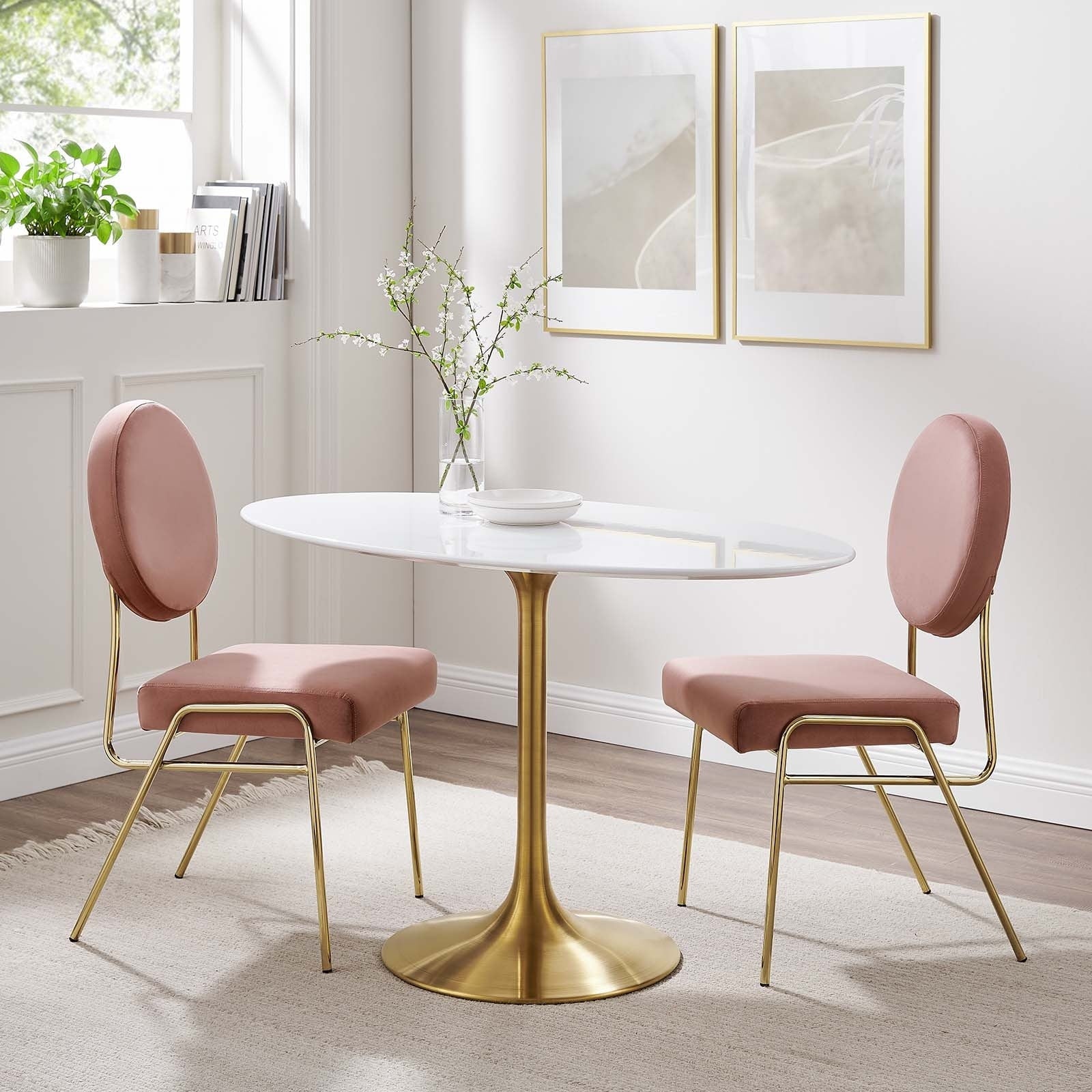 Lippa 48 Oval Dining Table Gold White