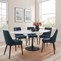 Silver Orchid Brunette Marble Top Metal Base Oval Dining Table