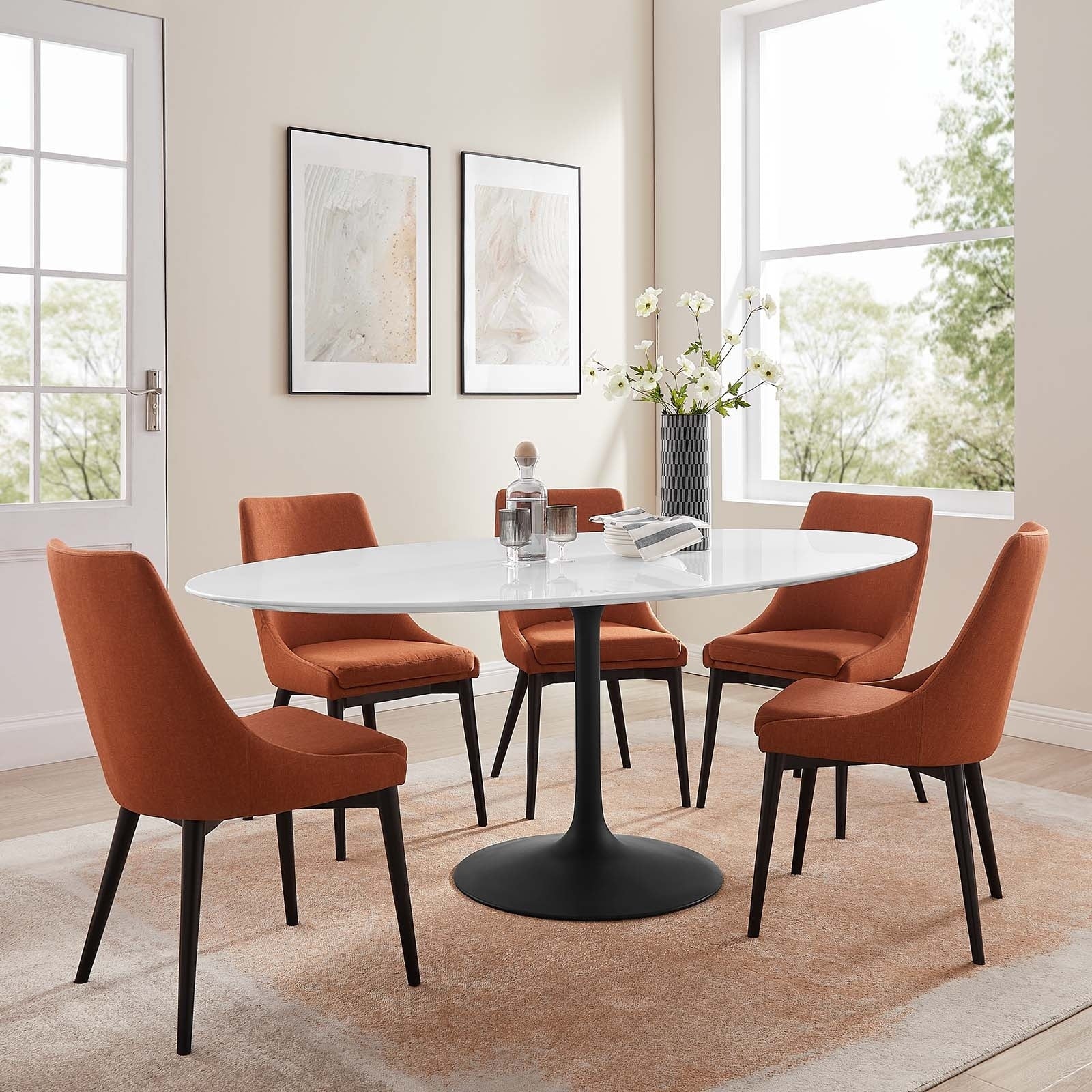 Lippa 78 Oval Dining Table Black White N A
