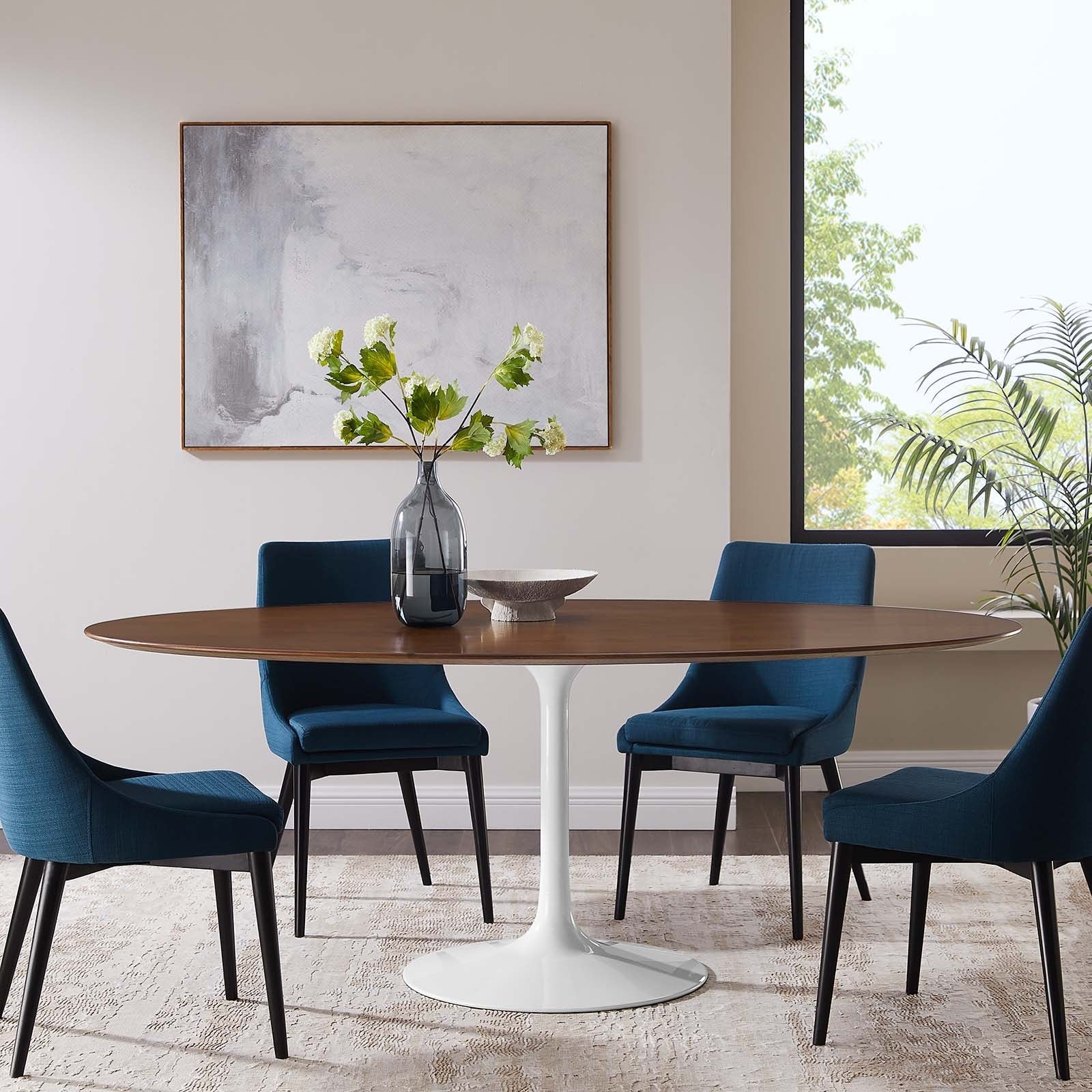 Lippa 78 Inch Wood And Aluminum Base Dining Table Walnut