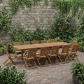 Liro 15 Piece Outdoor Rectangular Extendable Dining Table And Chairs Set Eucalyptus Wood Ideal For Patio 13 Pc