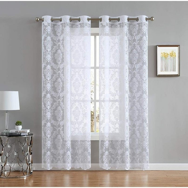 Gracewood Hollow Kulenovic Knitted Lace Medallion Curtain With Scalloped Bottom