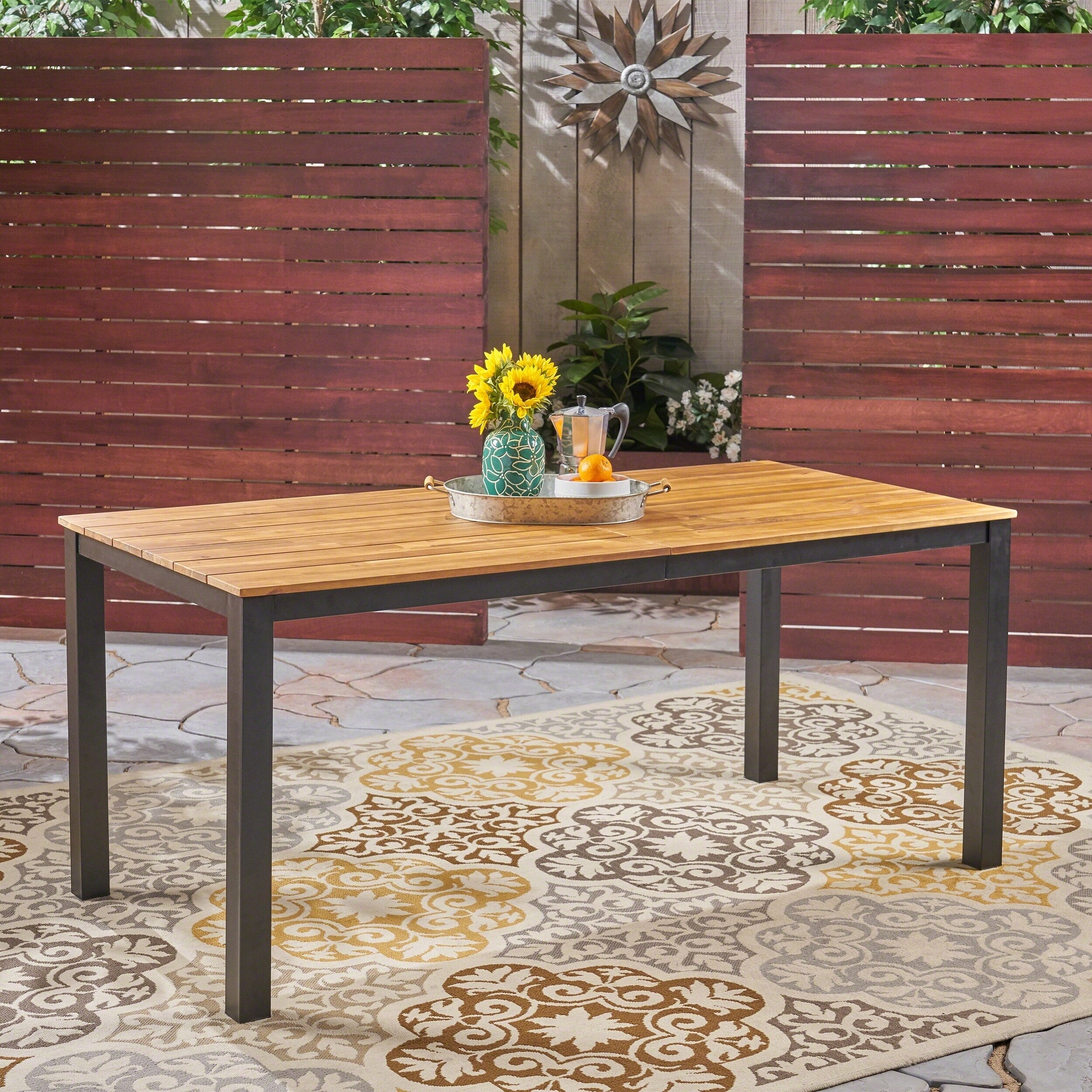Lisa Outdoor 71 Acacia Wood Dining Table By Christopher Knight Home