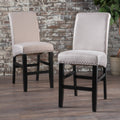 Lisette 25 Inch Studded Fabric Backed Counter Stool With Kickplate Set Of 2 By Christopher Knight Home