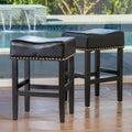 Lisette 26 Inch Backless Black Leather Counter Stool Set Of 2 By Christopher Knight Home 15.50 D X 18.00 W X 26 H