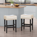 Lisette 26 Inch Backless Ivory Leather Counter Stool Set Of 2 By Christopher Knight Home