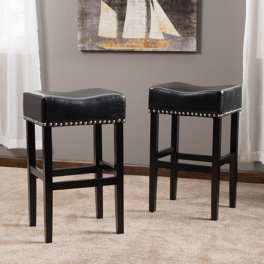 Lisette 30 Inch Backless Leather Bar Stool Set Of 2 By Christopher Knight Home