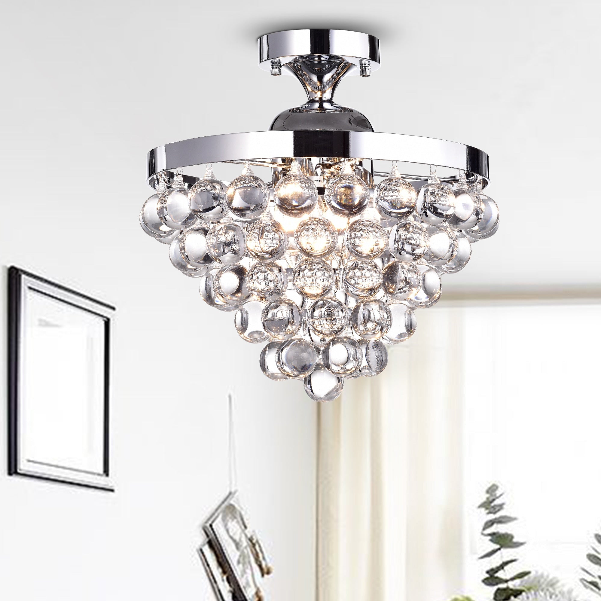 Lislet Chrome Crystal Cone Flush Mount