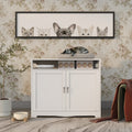 Litter Box Enclosure Cat Litter Box Furniture With Hidden Plug 2 Doors Indoor Cat Washroom Storage Bench Side Table Cat House