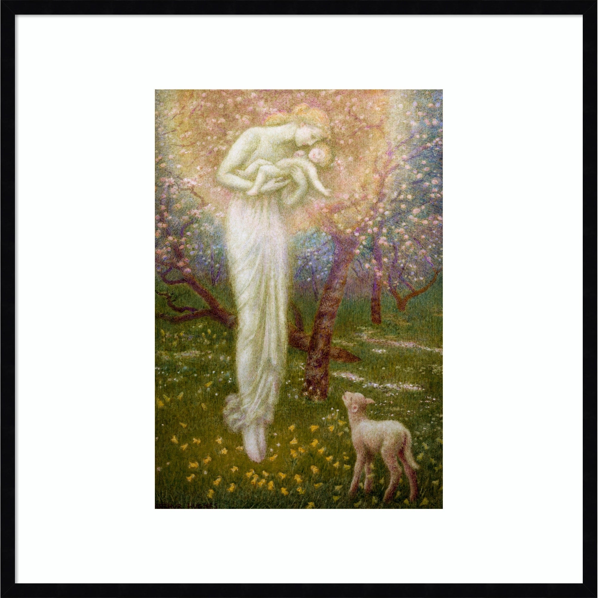 Little Lamb Who Did Create You By Arthur Hughes Wood Framed Wall Art Print