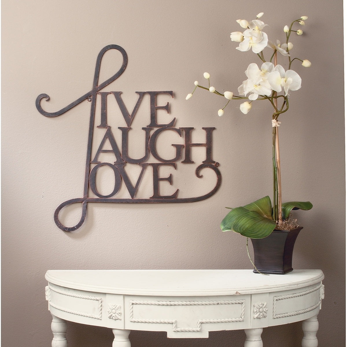 Live Laugh Love Wall Decor Antique Copper White Finish