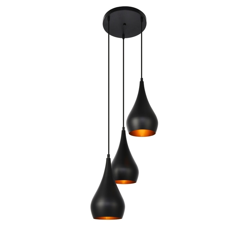 Living District Nora Collection Black 3 Light Pendant