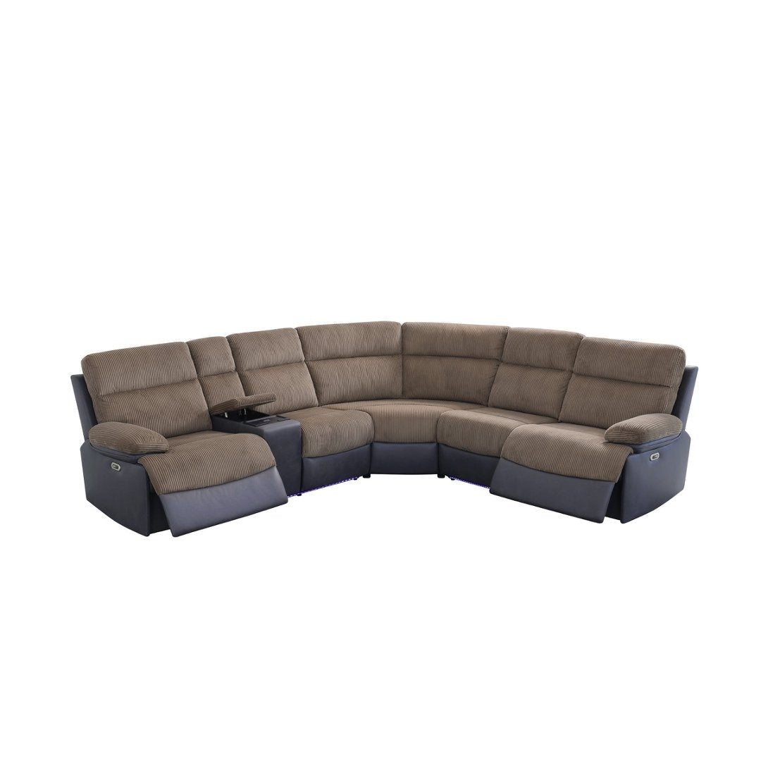 Living Room 3 Piece Recliner Intelligent Sofa Set With Black Technical Fabric