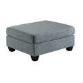 Living Room Furniture Cocktail Ottoman Grey Linen Like Fabric 1Pc Plush Ottoman Wooden Legs