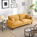 Living Room Sofa Couch With 2 Pillows 74 3 Seater Sofa Orange Accent Couch Settee 3 Seater Sofa Couch