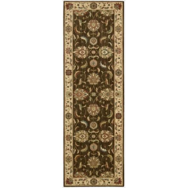 Living Treasures Traditional Floral Green Wool Rug 76 X 96